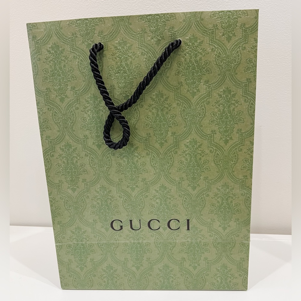 GUCCI Authentic Green Embossed Rope Handles Limited Edition Shopping Bag